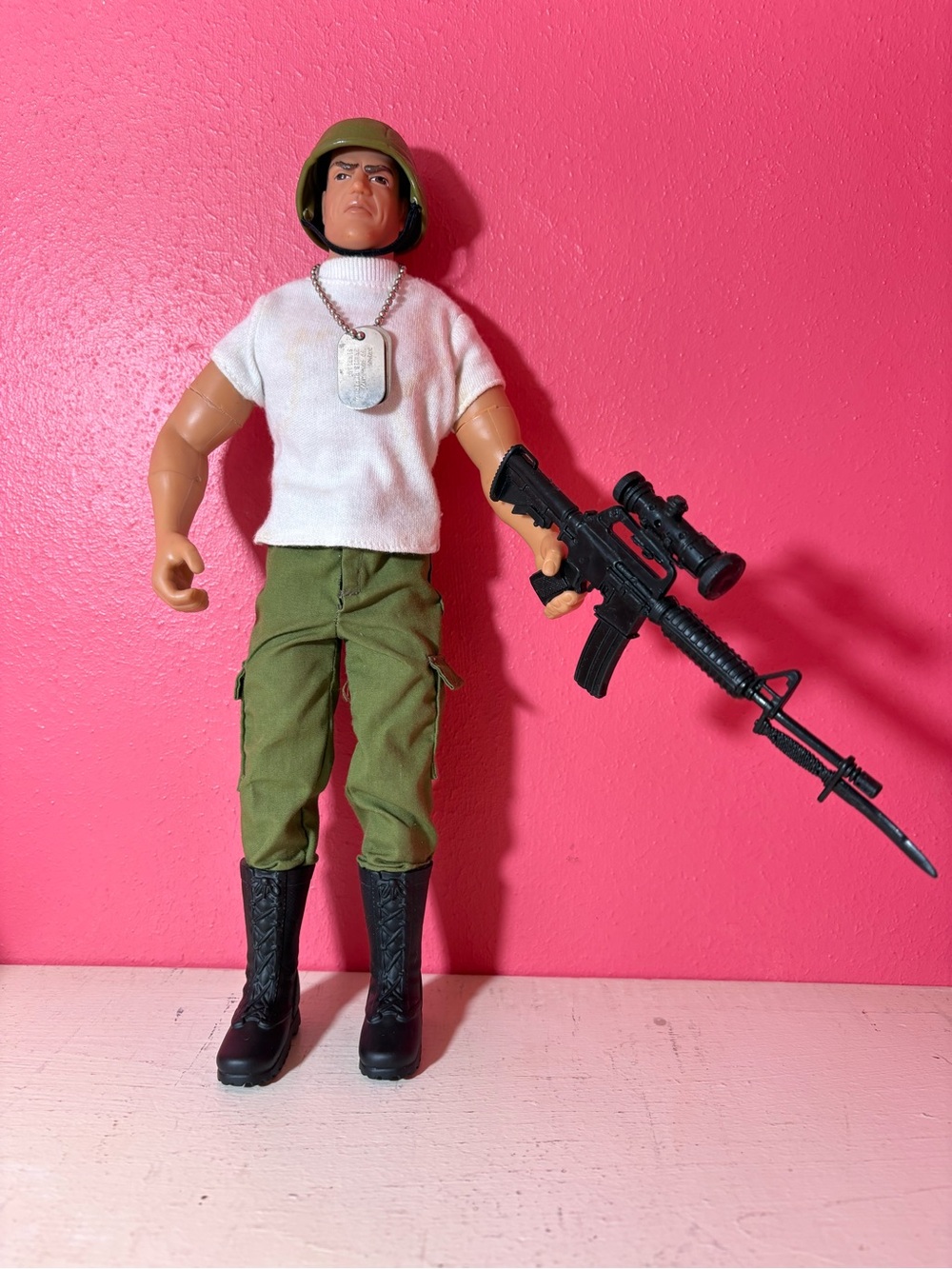G.I. Joe * Classic Army Action Figure Grunt with Sniper Rifle and Helmet Vintage